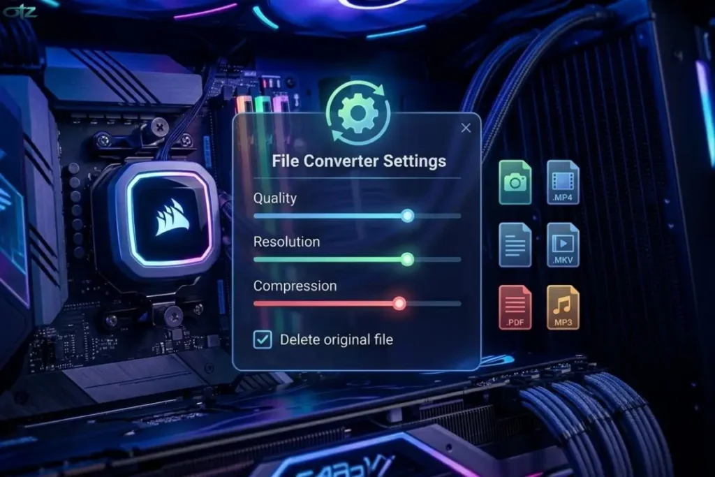 Réglages avancés et personnalisation de l'application pour convertir des fichiers sur Windows rapidement sur un PC puissant.