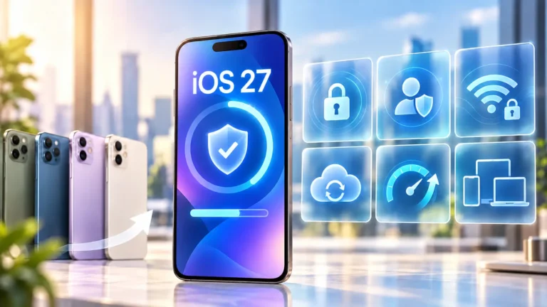 Écran de mise à jour iOS 27 sur un iPhone