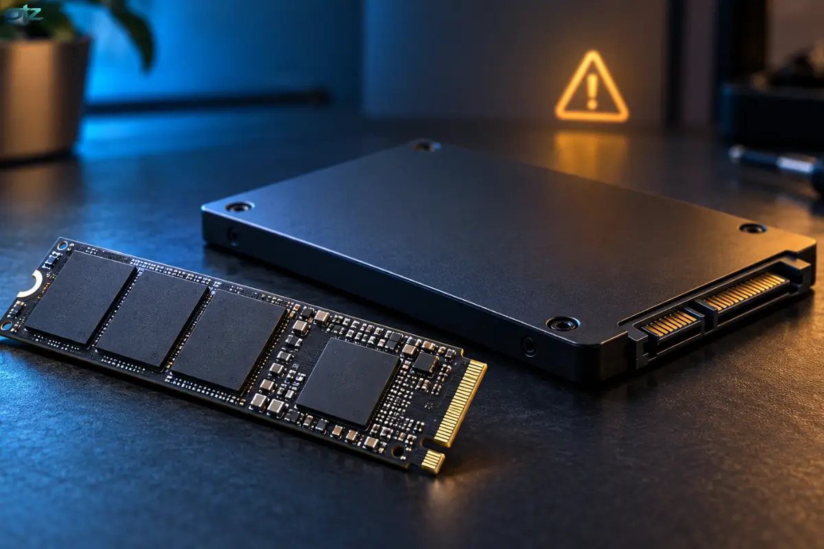SSD M.2 et SSD SATA illustrant un article sur les symptômes d’un SSD défectueux